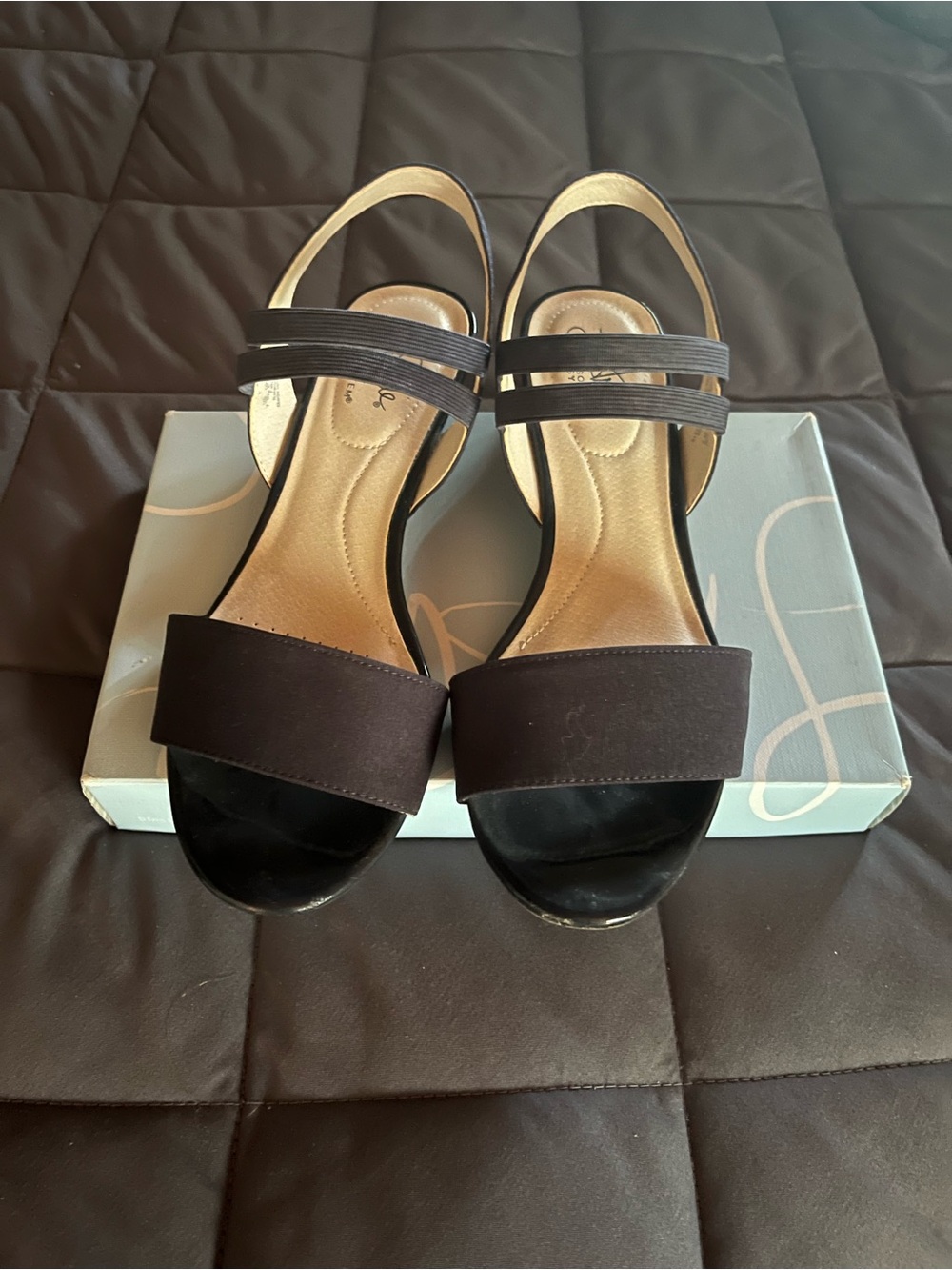 Women’s Navy Blue Slingback Wedge Heel Sandals